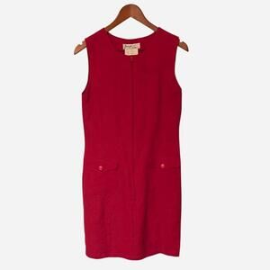 90s Cherry Red Shift Dress Minimalist Sleeveless Tailored Vintage Size 10 M